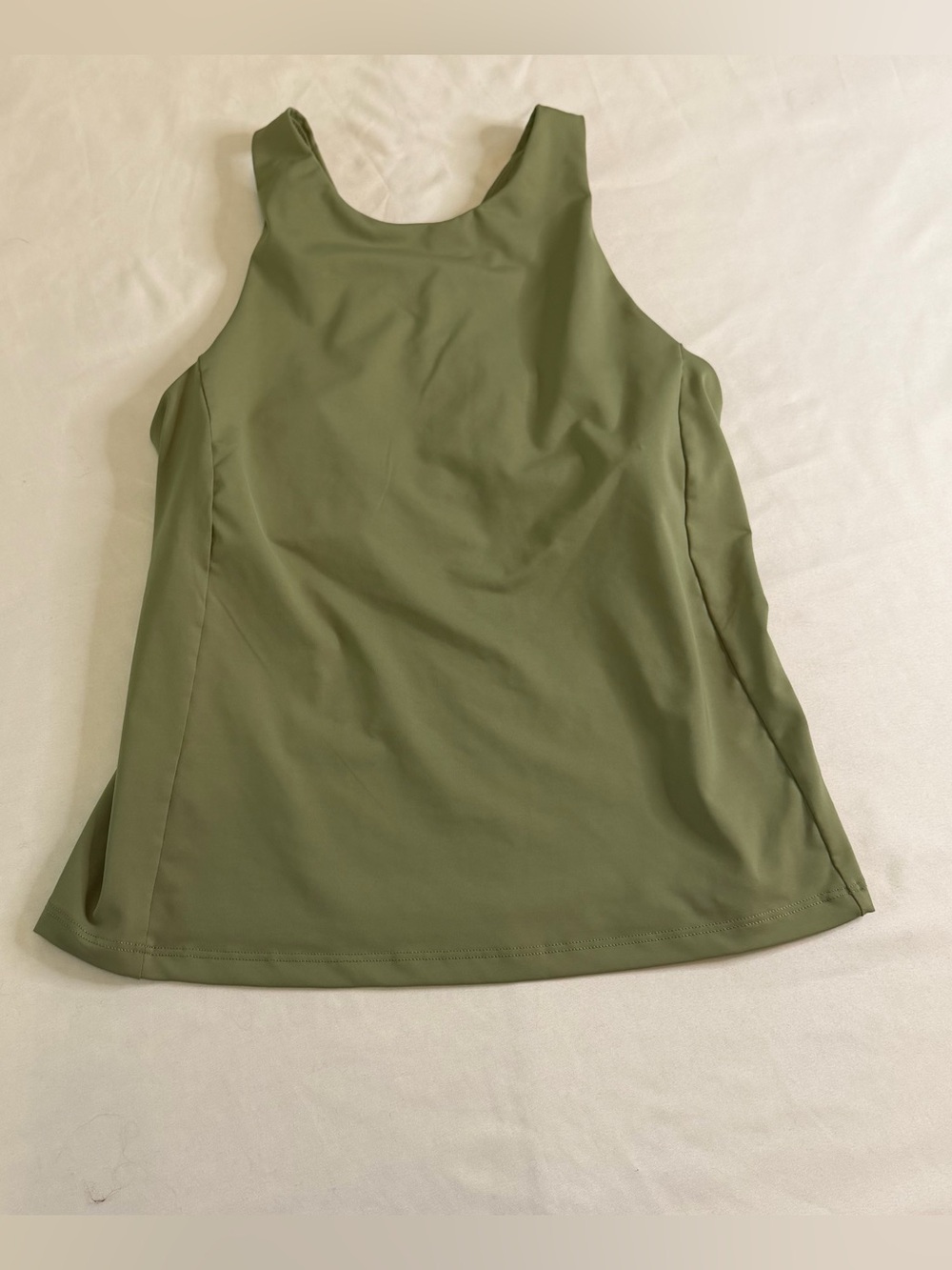 Athleta Lightning Support Tank Top Size Small Green Built In Bra Racerback Yoga